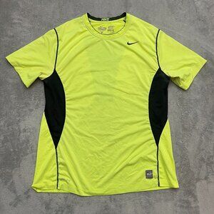 Nike Pro Combat Fitted Dri-Fit Shirt Men’s XL Yellow Training Athletic